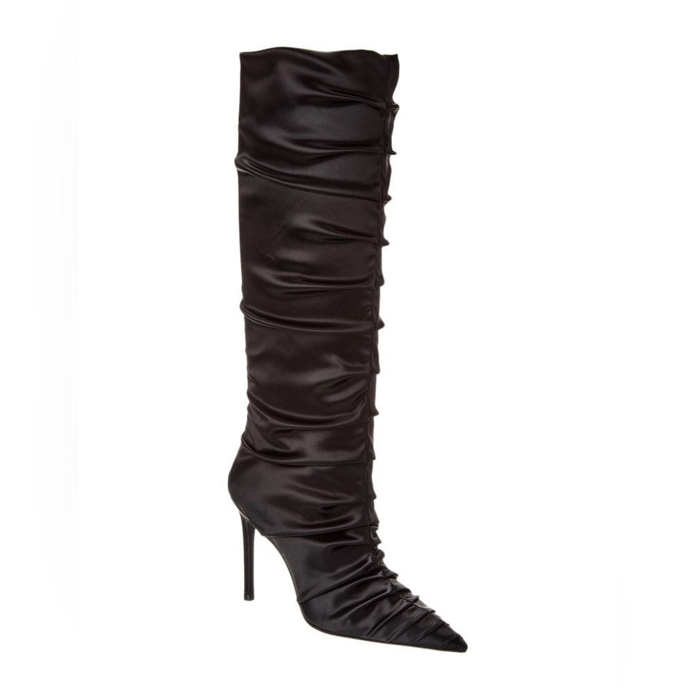 NWT Stuart Weitzman Strt Ruched 100 Satin Knee-High Boot